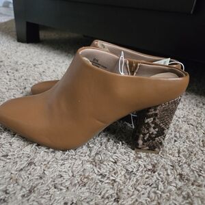 A New Day Cognac Block Heel Mules